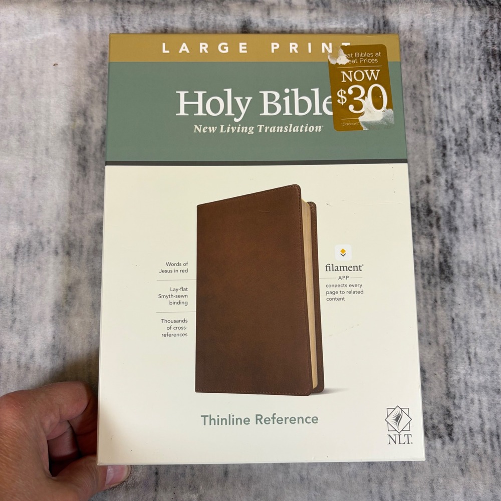 NLT Large Print Thinline Reference Holy Bible Brown LeatherLike Filament App